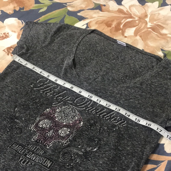 Harley Davidson Sugar Skull V-Neck T-shirt - Picture 10 of 11